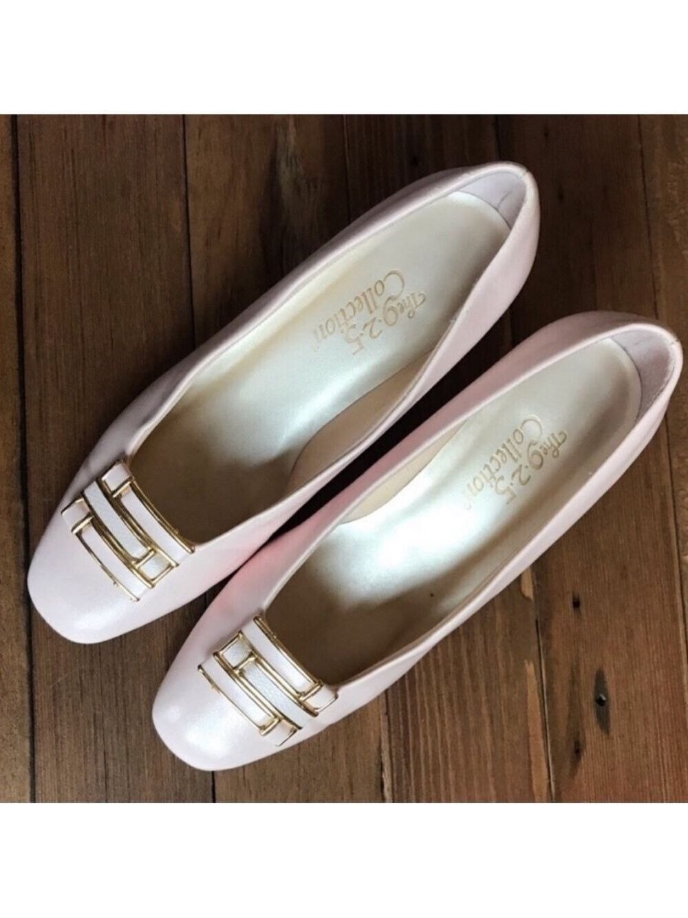 Vintage 70s closed buckle toe blush chunky block 60s heels size 8 - Picture 3 of 9